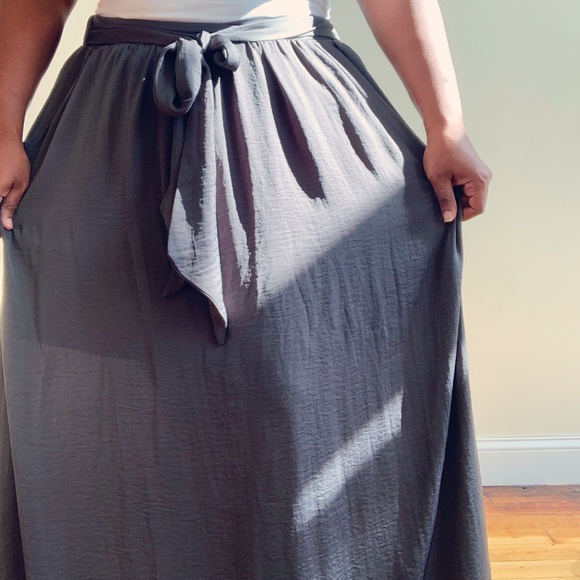 plus size satin maxi skirt